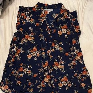 Sweet Rain Navy Floral Blouse